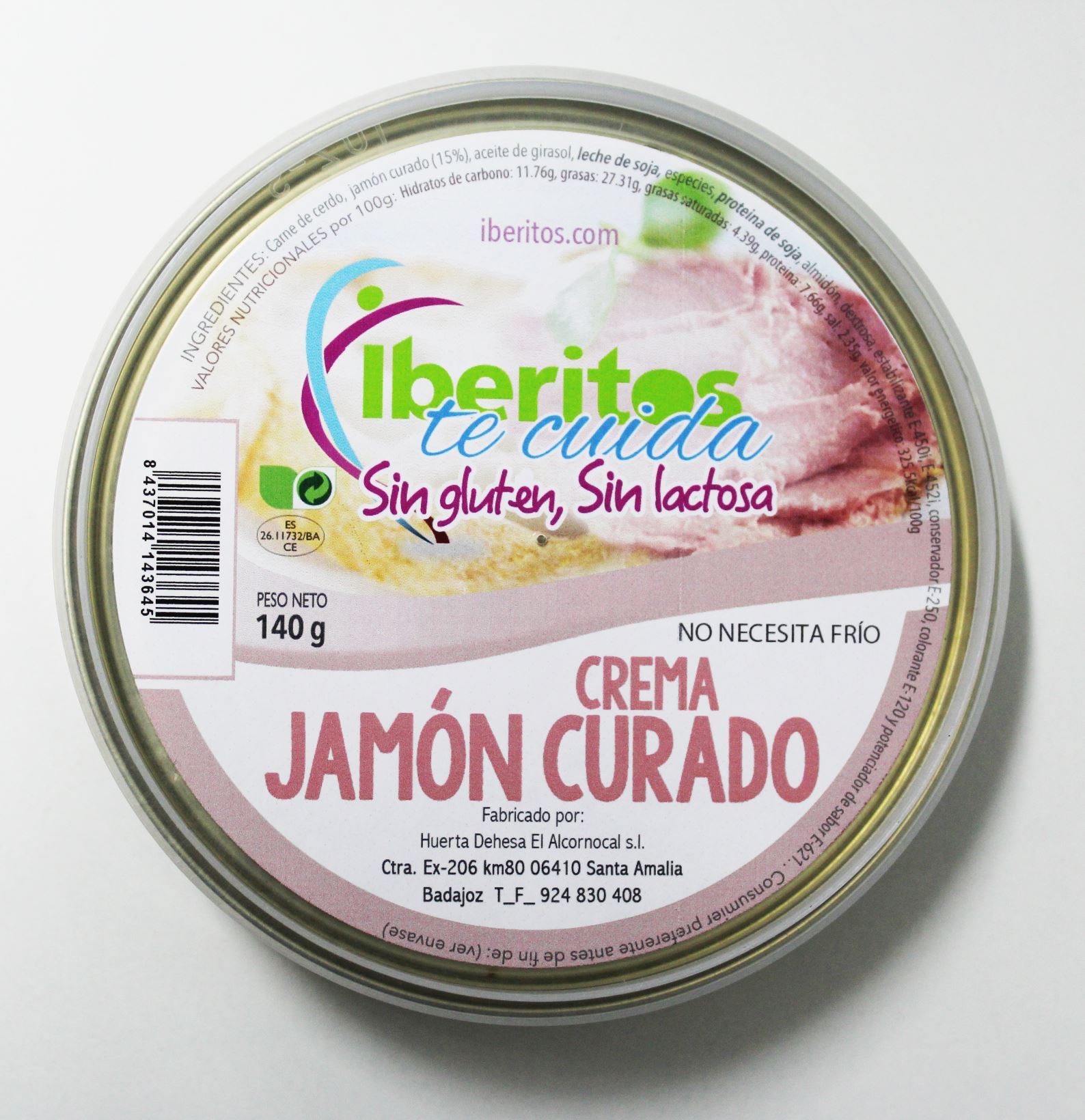 Lisley. CREMA DE JAMÓN CURADO SIN LACTOSA SIN GLUTEN 140 GR (ESPAÑA)