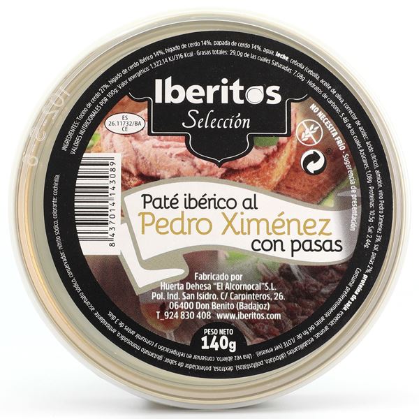 Imagen de PATÉ PEDRO XIMÉNEZ CON PASAS - SIN GLUTEN 140 GR (ESPAÑA)