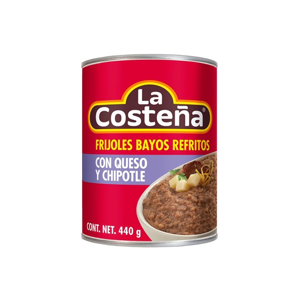 Imagen de FRIJOLES BAYOS REFRITOS CON QUESO Y CHIPOTLE 440 GR (MÉXICO)